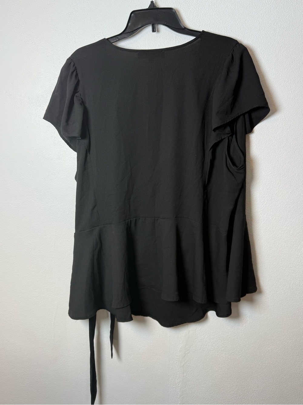 LOFT Black Wrap Flutter Sleeve Peplum Blouse - Picture 3 of 4